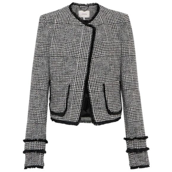 Dorothee Schumacher Houndstooth Black & White Tweed Blazer Jacket Sz 5/US 10 - Picture 1 of 9